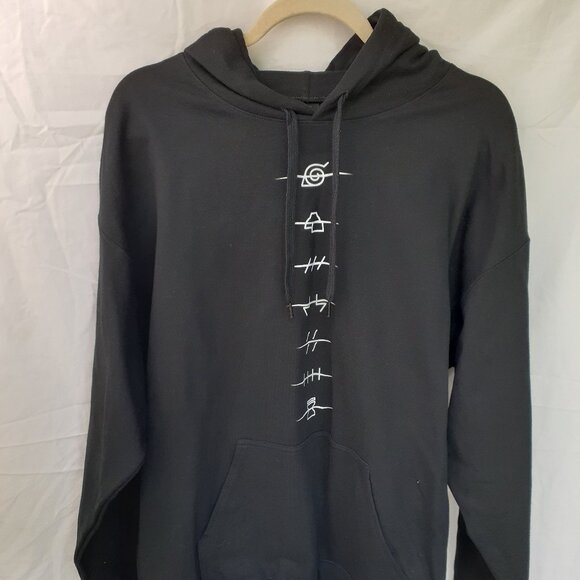 New Large Naruto Shippuden Anti Village Symbols Black Pullover Hoodie - Picture 2 of 7